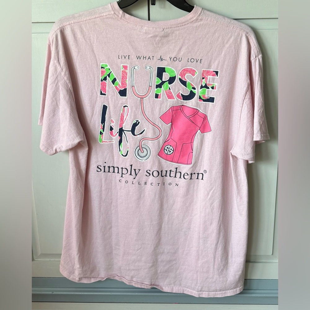 Simply Southern Nurse Life Pink Graphic Tee Size XL EUC - Picture 2 of 6